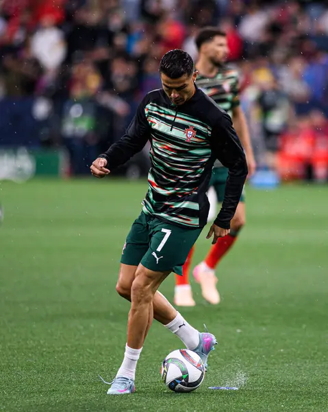 MUNİH, GERMANY - 4 Haziran 2025: Cristiano Ronaldo - UEFA Uluslar Ligi 2025 Almanya - Allianz Arena 'da Portekiz' e karşı. 