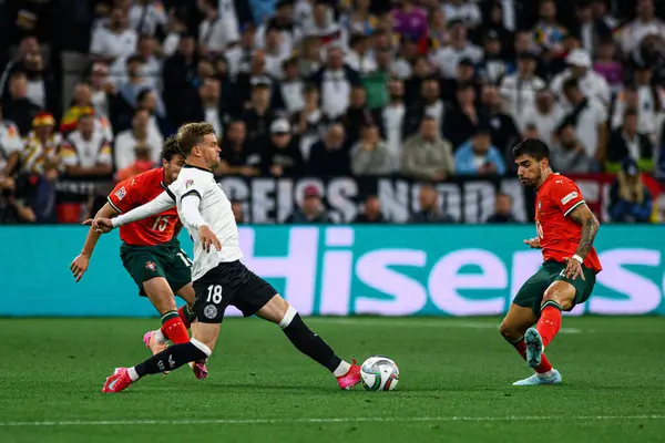 MUNİH, GERMANY - 4 Haziran 2025: Maximilian Mittelstadt - UEFA Uluslar Ligi 2025 Almanya - Allianz Arena 'da Portekiz' e karşı. 