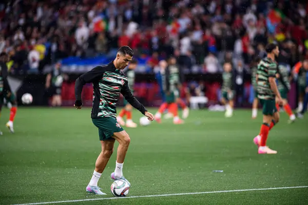 MUNİH, GERMANY - 4 Haziran 2025: Cristiano Ronaldo - UEFA Uluslar Ligi 2025 Almanya - Allianz Arena 'da Portekiz' e karşı. 