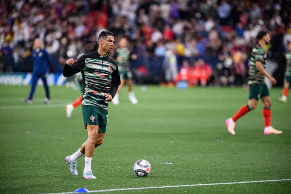 MUNİH, GERMANY - 4 Haziran 2025: Cristiano Ronaldo - UEFA Uluslar Ligi 2025 Almanya - Allianz Arena 'da Portekiz' e karşı. 