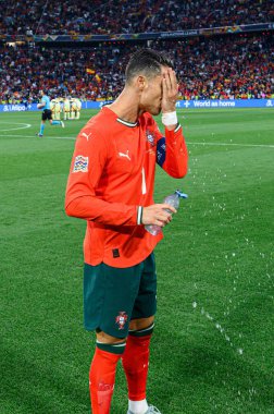 MUNICH, GERMANY - 8 Haziran 2025: Cristiano Ronaldo - UEFA Uluslar Ligi 2025, Allianz Arena 'da İspanya' ya karşı. 