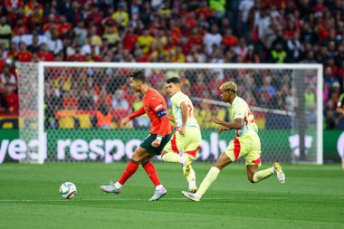 MUNICH, GERMANY - 8 HAZİRAN 2025 UEFA Uluslar Ligi 2025 Portekiz 'e karşı Allianz Arena' da oynanan final maçı.