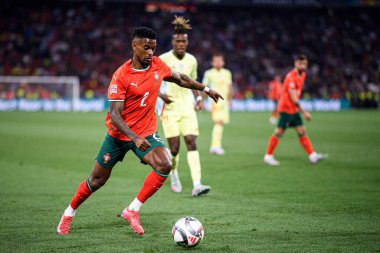 MUNICH, GERMANY - 8 Haziran 2025: Nelson Semedo - UEFA Uluslar Ligi 2025, Allianz Arena 'da İspanya' ya karşı. 