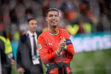 MUNICH, GERMANY - 8 Haziran 2025: Cristiano Ronaldo - UEFA Uluslar Ligi 2025, Allianz Arena 'da İspanya' ya karşı. 