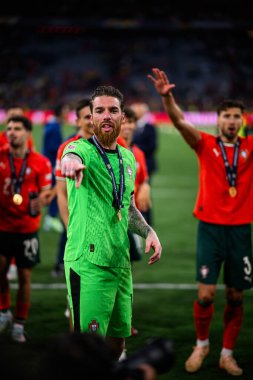 MUNICH, GERMANY - 9 Haziran 2025: Jose Sa - UEFA Uluslar Ligi 2025, Allianz Arena 'da İspanya' ya karşı. 