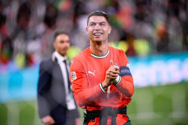 MUNICH, GERMANY - 8 Haziran 2025: Cristiano Ronaldo - UEFA Uluslar Ligi 2025, Allianz Arena 'da İspanya' ya karşı. 