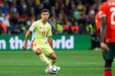 MUNICH, GERMANY - 8 Haziran 2025: Martin Zubimendi - UEFA Uluslar Ligi 2025, Allianz Arena 'da İspanya' ya karşı. 