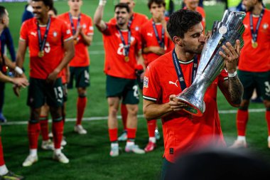 MUNICH, GERMANY - 9 Haziran 2025: Ruben Neves - UEFA Uluslar Ligi 2025, Allianz Arena 'da İspanya' ya karşı. 