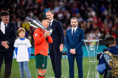 MUNICH, GERMANY - 8 Haziran 2025: Cristiano Ronaldo - UEFA Uluslar Ligi 2025, Allianz Arena 'da İspanya' ya karşı. 
