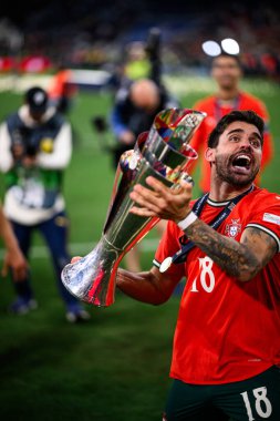 MUNICH, GERMANY - 9 Haziran 2025: Ruben Neves - UEFA Uluslar Ligi 2025, Allianz Arena 'da İspanya' ya karşı. 