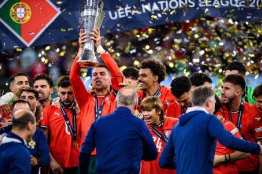 MUNICH, GERMANY - 8 Haziran 2025: Cristiano Ronaldo - UEFA Uluslar Ligi 2025, Allianz Arena 'da İspanya' ya karşı. 