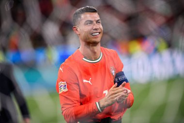 MUNICH, GERMANY - 8 Haziran 2025: Cristiano Ronaldo - UEFA Uluslar Ligi 2025, Allianz Arena 'da İspanya' ya karşı. 