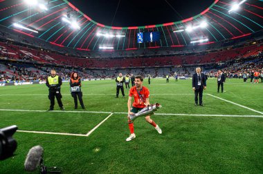 MUNICH, GERMANY - 9 Haziran 2025: Bernardo Silva - UEFA Uluslar Ligi 2025, Allianz Arena 'da İspanya' ya karşı. 