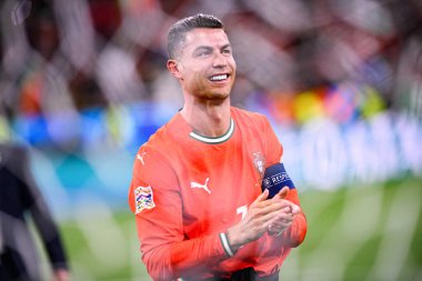 MUNICH, GERMANY - 8 Haziran 2025: Cristiano Ronaldo - UEFA Uluslar Ligi 2025, Allianz Arena 'da İspanya' ya karşı. 