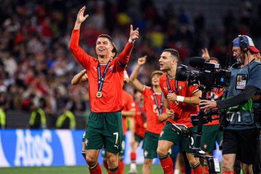 MUNICH, GERMANY - 8 Haziran 2025: Cristiano Ronaldo - UEFA Uluslar Ligi 2025, Allianz Arena 'da İspanya' ya karşı. 