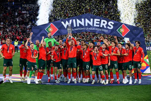 MUNICH, GERMANY - 9 Haziran 2025: Cristiano Ronaldo - UEFA Uluslar Ligi 2025, Allianz Arena 'da İspanya' ya karşı. 