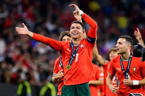 MUNICH, GERMANY - 8 Haziran 2025: Cristiano Ronaldo - UEFA Uluslar Ligi 2025, Allianz Arena 'da İspanya' ya karşı. 