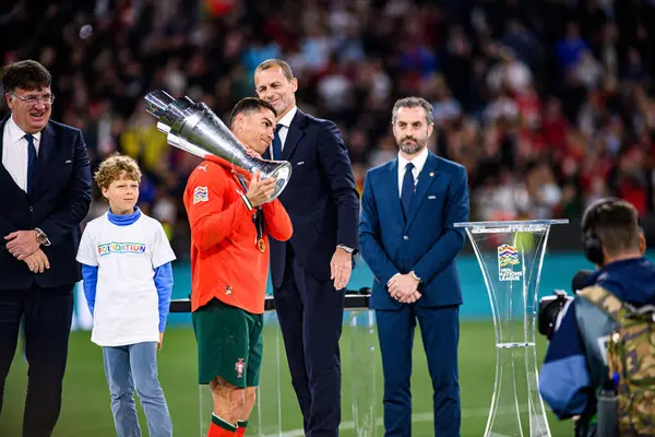 MUNICH, GERMANY - 8 Haziran 2025: Cristiano Ronaldo - UEFA Uluslar Ligi 2025, Allianz Arena 'da İspanya' ya karşı. 