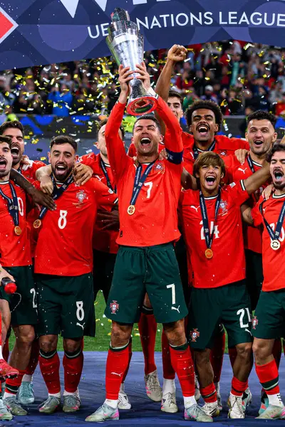 MUNICH, GERMANY - 9 Haziran 2025: Cristiano Ronaldo - UEFA Uluslar Ligi 2025, Allianz Arena 'da İspanya' ya karşı. 