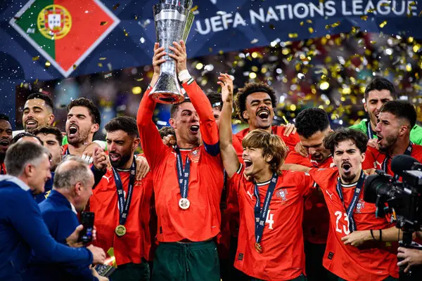 MUNICH, GERMANY - 8 Haziran 2025: Cristiano Ronaldo - UEFA Uluslar Ligi 2025, Allianz Arena 'da İspanya' ya karşı. 