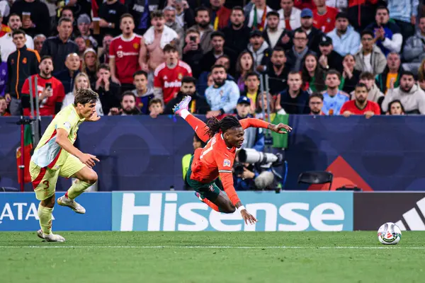 MUNICH, GERMANY - 8 Haziran 2025: Rafael Leao - UEFA Uluslar Ligi 2025, Allianz Arena 'da İspanya' ya karşı. 