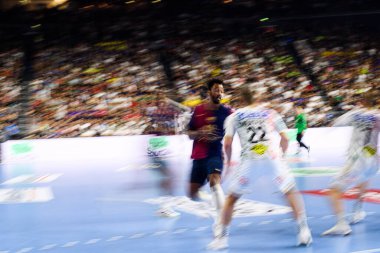 COLOGNE, GERMANY - 14 HAZİRAN 2025: Timothey N 'guessan - 24 EHF FINAL4 Barca-SC Magdeburg maçı Lanxess Arena' da.