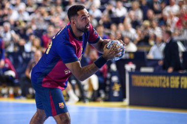 COLOGNE, GERMANY - 14 HAZİRAN 2025: Timothey N 'guessan - 24 EHF FINAL4 Barca-SC Magdeburg maçı Lanxess Arena' da.