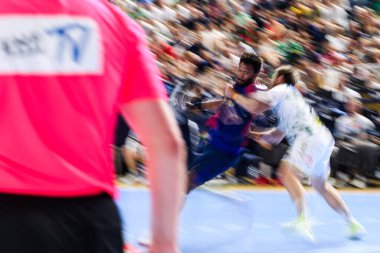 COLOGNE, GERMANY - 14 HAZİRAN 2025: Timothey N 'guessan - 24 EHF FINAL4 Barca-SC Magdeburg maçı Lanxess Arena' da.