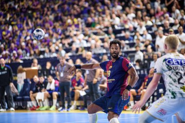 COLOGNE, GERMANY - 14 HAZİRAN 2025: Timothey N 'guessan - 24 EHF FINAL4 Barca-SC Magdeburg maçı Lanxess Arena' da.