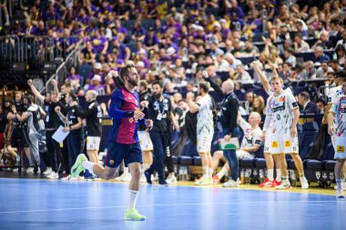 COLOGNE, GERMANY - 14 HAZİRAN 2025: Aleix Gomez Abello - Kamyon Öncüsü 24 EHF FINAL4 Barca ile SC Magdeburg maçı Lanxess Arena 'da.