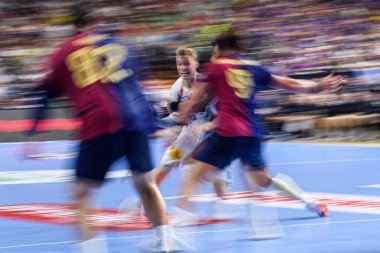 COLOGNE, GERMANY - 14 Haziran 2025: Gisli Thorgeir Kristjansson - Kamyon Scout24 EHF FINAL4 Barca-SC Magdeburg maçı Lanxess Arena 'da.