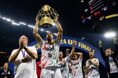 COLOGNE, GERMANY - 15 Haziran 2025: Antonio Serradilla Cuenca - Kamyon Scout24 EHF FINAL4 Fuchse Berlin, SC Magdeburg 'a karşı Lanxess Arena.