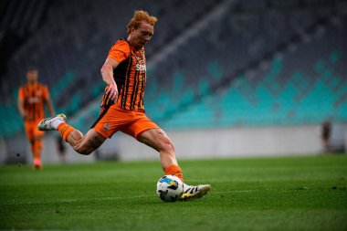 LJUBLJANA, SLOVENIA - 10 Temmuz 2025: Yukhym Konoplia - UEFA Avrupa Ligi FC Shakhtar Donetsk, Stadion Stozice 'de İlves' e karşı.