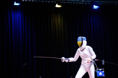 ESSEN, GERMANY - 17 Temmuz 2025: Anna MAKSYMENKO - Eskrim, Ren-Ruhr 2025 FISU Dünya Üniversite Oyunları Messe 'de.