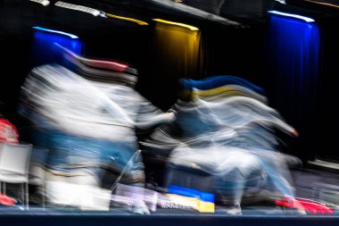 ESSEN, GERMANY - 17 Temmuz 2025: Anna MAKSYMENKO - Eskrim, Ren-Ruhr 2025 FISU Dünya Üniversite Oyunları Messe 'de.