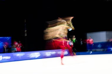 ESSEN, GERMANY - 18 Temmuz 2025: Polina HORODNYCHA - Ritmik jimnastik, Bireysel, Rhine-Ruhr 2025 FISU Dünya Üniversite Oyunları Messe 'de.