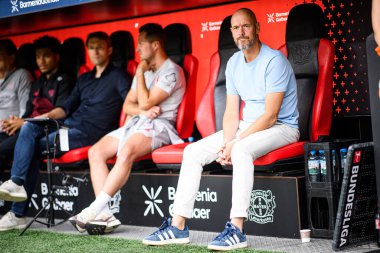 LEVERKUSEN, GERMANY - 5 AĞUSTOS, 2025: Erik 10 HAG - Bayer 04 Leverkusen Pisa SC 'ye karşı.