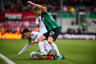 MUENSTER, GERMANY - 22 AĞUSTOS, 2025: 2.Bundesliga SC Preussen Munster 1 futbol karşılaşması. FC Nurnberg LVM-Preussenstadion 'da