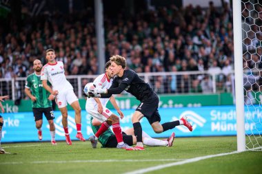 MUENSTER, GERMANY - 22 AĞUSTOS, 2025: 2.Bundesliga SC Preussen Munster 1 futbol karşılaşması. FC Nurnberg LVM-Preussenstadion 'da