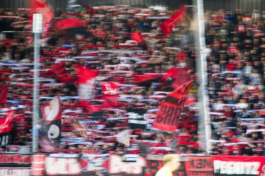 MUNSTER, Almanya - 22 AĞUSTOS, 2025: 2.Bundesliga SC Preussen Munster 1 futbol karşılaşması. FC Nurnberg LVM-Preussenstadion 'da 