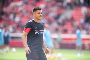 LEVERKUSEN, GERMANY - 23 AĞUSTOS, 2025: Claudio Echeverri - Bundesliga FC Bayer 04 Leverkusen-TSG 1899 Hoffenheim maçı Bayarena 'da. 