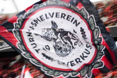 LEVERKUSEN, GERMANY - 23 AUGust, 2025: Flag - Bundesliga FC Bayer 04 Leverkusen-TSG 1899 Hoffenheim maçı Bayena 'da. 