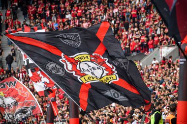 LEVERKUSEN, GERMANY - 23 AUGust, 2025: Flag - Bundesliga FC Bayer 04 Leverkusen-TSG 1899 Hoffenheim maçı Bayena 'da. 