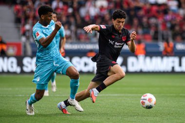 LEVERKUSEN, GERMANY - 23 AĞUSTOS, 2025: İbrahim Maza - Bundesliga FC Bayer 04 Leverkusen-TSG 1899 Hoffenheim maçı Bayena 'da. 