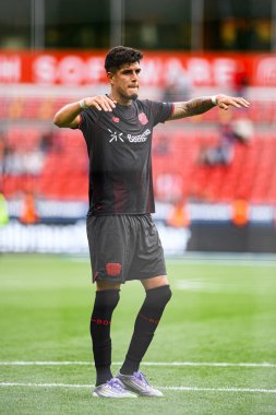 LEVERKUSEN, GERMANY - 23 AĞUSTOS, 2025: Piero Hincapie - Bundesliga FC Bayer 04 Leverkusen-TSG 1899 Hoffenheim maçı Bayarena 'da. 