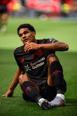 LEVERKUSEN, GERMANY - 23 AUGust, 2025: Jarell Quansah, gol - Bundesliga FC Bayer 04 Leverkusen maçı TSG 1899 Hoffenheim at Bayarena. 