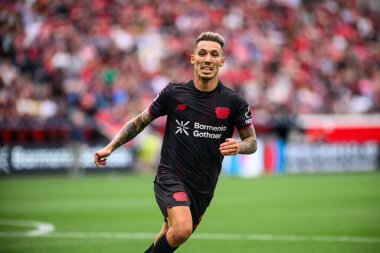 LEVERKUSEN, GERMANY - 23 AUGust, 2025: Alejandro Grimaldo - Bundesliga FC Bayer 04 Leverkusen-TSG 1899 Hoffenheim maçı Bayarena 'da. 