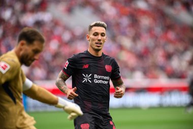 LEVERKUSEN, GERMANY - 23 AUGust, 2025: Alejandro Grimaldo - Bundesliga FC Bayer 04 Leverkusen-TSG 1899 Hoffenheim maçı Bayarena 'da. 