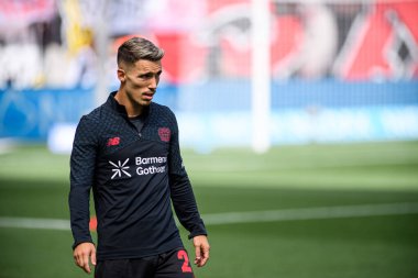 LEVERKUSEN, GERMANY - 23 AUGust, 2025: Alejandro Grimaldo - Bundesliga FC Bayer 04 Leverkusen-TSG 1899 Hoffenheim maçı Bayarena 'da. 