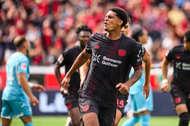 LEVERKUSEN, GERMANY - 23 AUGust, 2025: Jarell Quansah, gol - Bundesliga FC Bayer 04 Leverkusen maçı TSG 1899 Hoffenheim at Bayarena. 